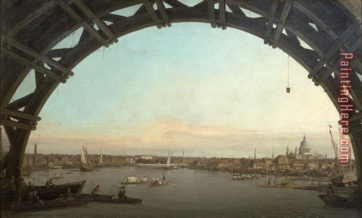 Canaletto London seen through an arch of Westminster Bridge